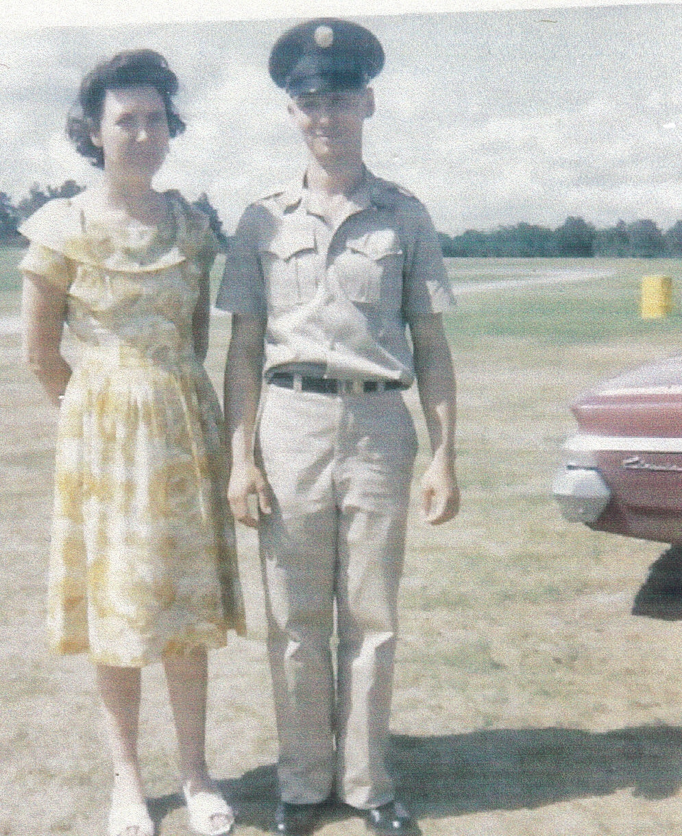 Jack Holbrooks with his mother, Lucille Holbrooks, at Ft. Jackson, SC, 1966. View full size.